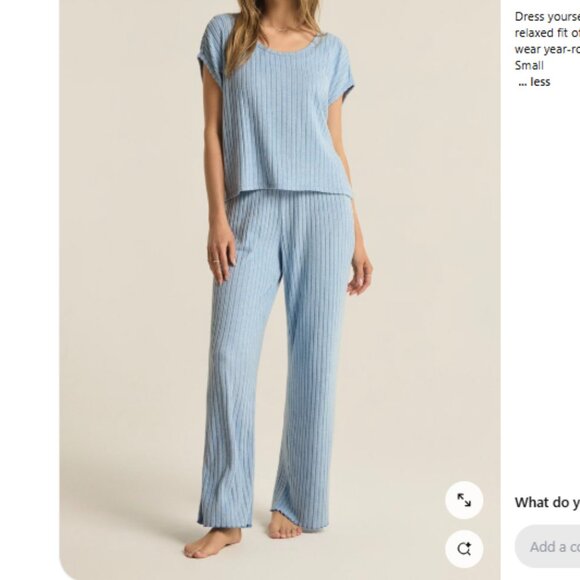 Z SUPPLY Lounge Shoreline Rib Top & Dawn Smocked Rib Pant, Size XS, NWOT, Blue - Picture 6 of 6